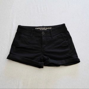 american eagle black denim shorts size 0